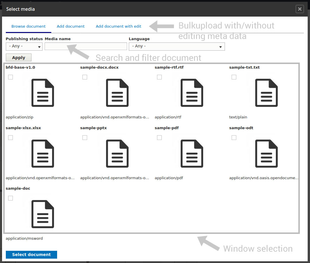 document selection screenshot